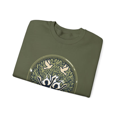 Azura Heritage Olive Heritage Sweatshirt – Amazigh-Inspired Embroidered Sweatshirt Printify