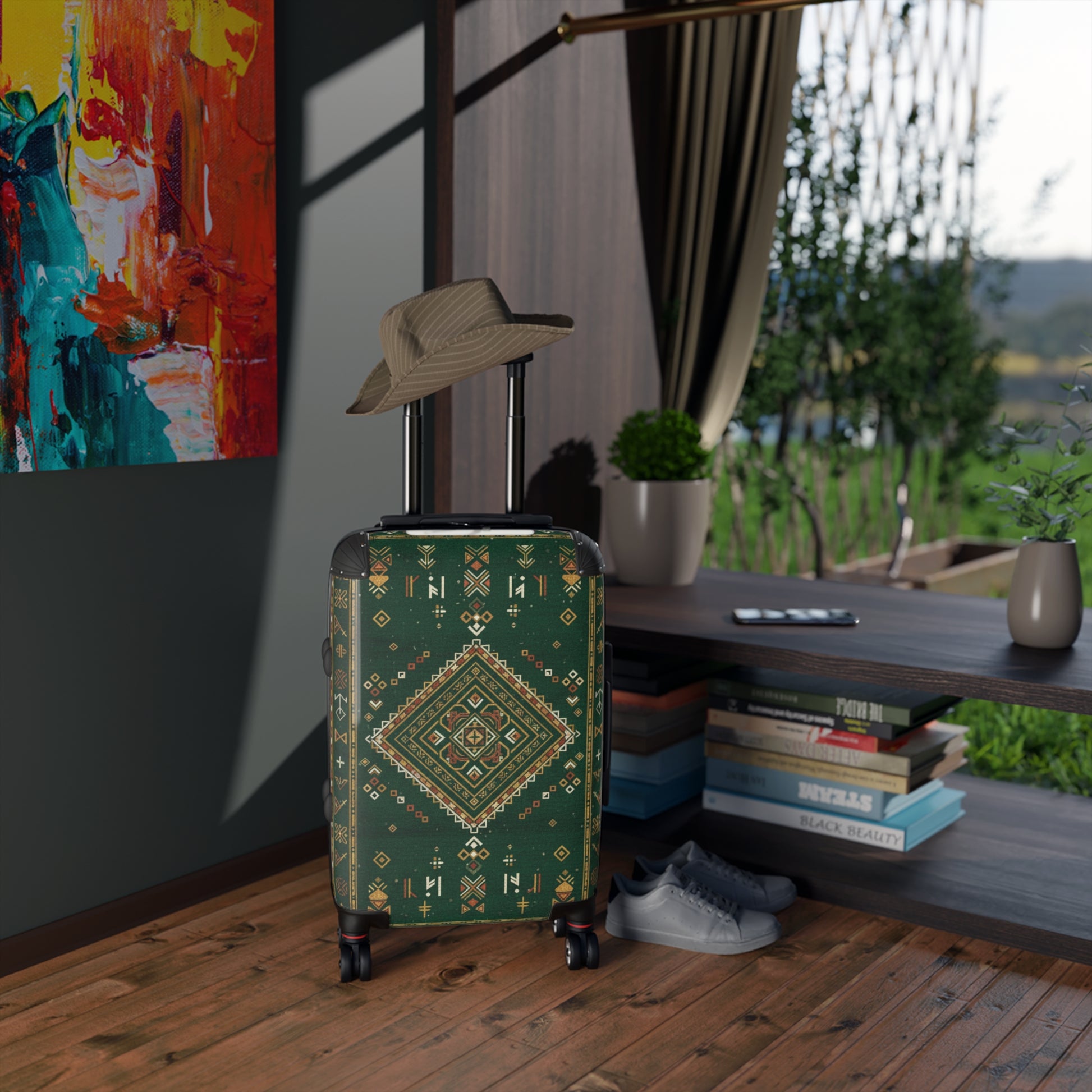 Azura Heritage Kilim Carry-On – Amazigh Geometric Print Hard-Shell Suitcase Printify