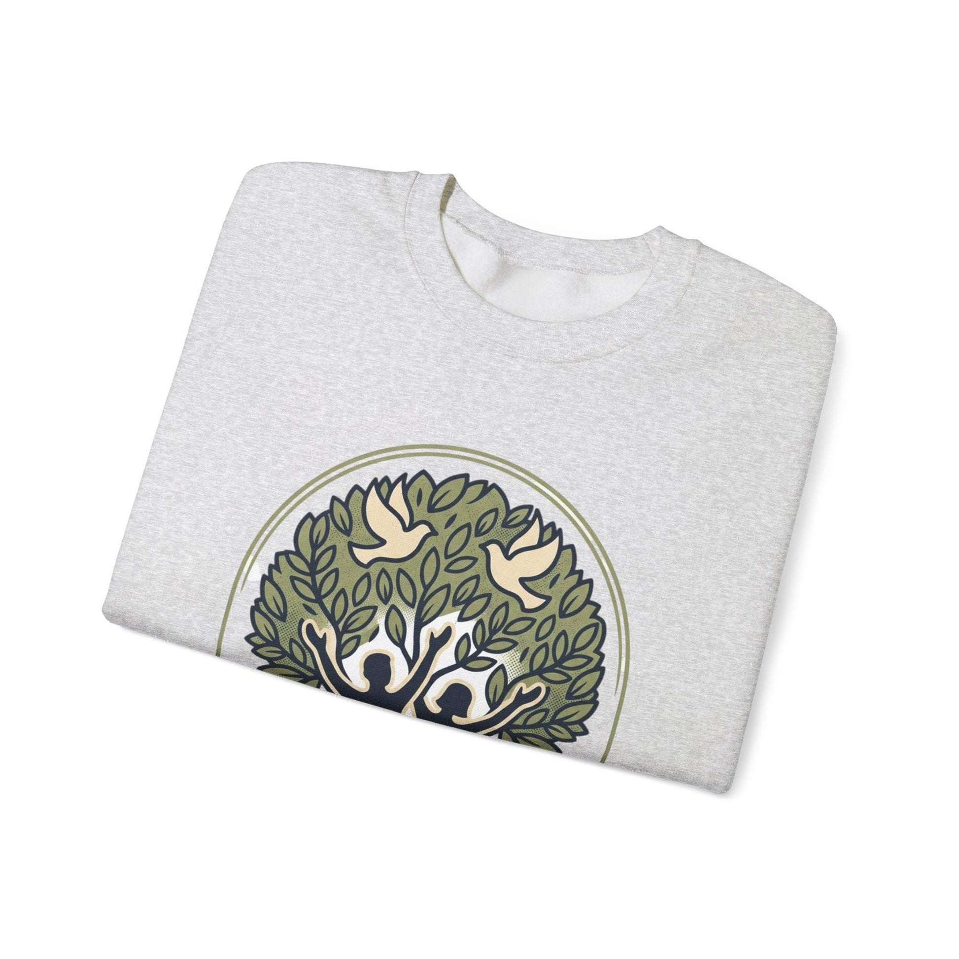 Azura Heritage Olive Heritage Sweatshirt – Amazigh-Inspired Embroidered Sweatshirt Printify