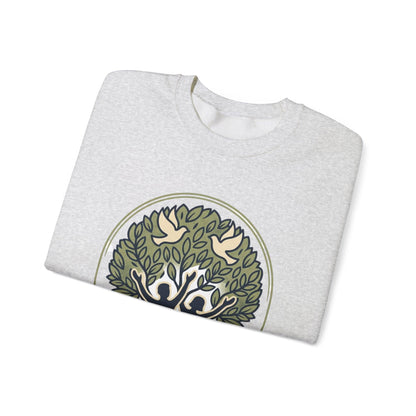 Azura Heritage Olive Heritage Sweatshirt – Amazigh-Inspired Embroidered Sweatshirt Printify
