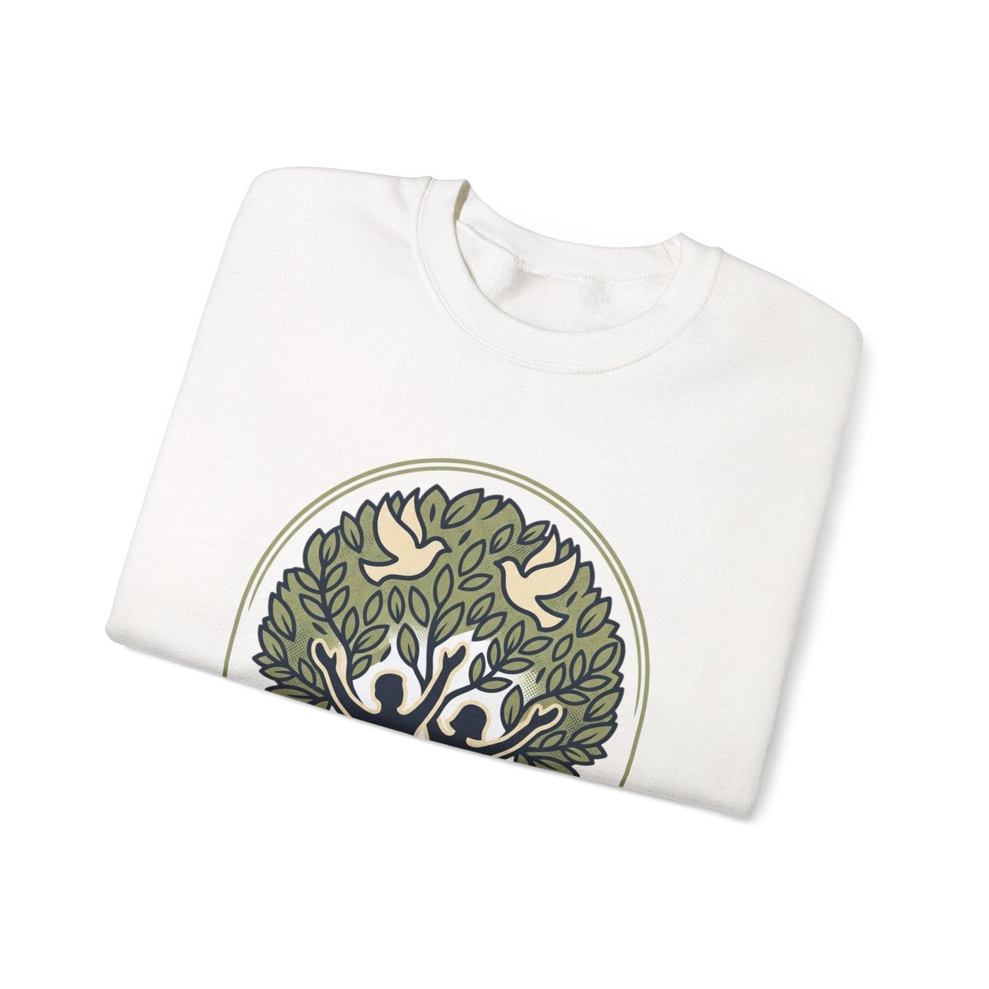 Azura Heritage Olive Heritage Sweatshirt – Amazigh-Inspired Embroidered Sweatshirt Printify