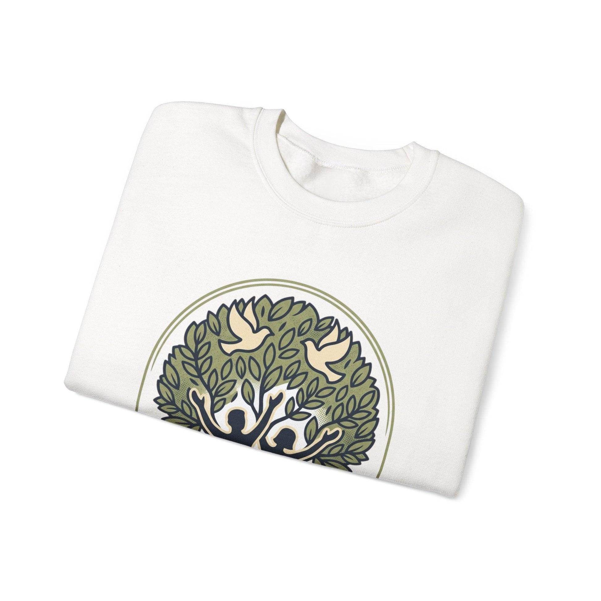 Azura Heritage Olive Heritage Sweatshirt – Amazigh-Inspired Embroidered Sweatshirt Printify