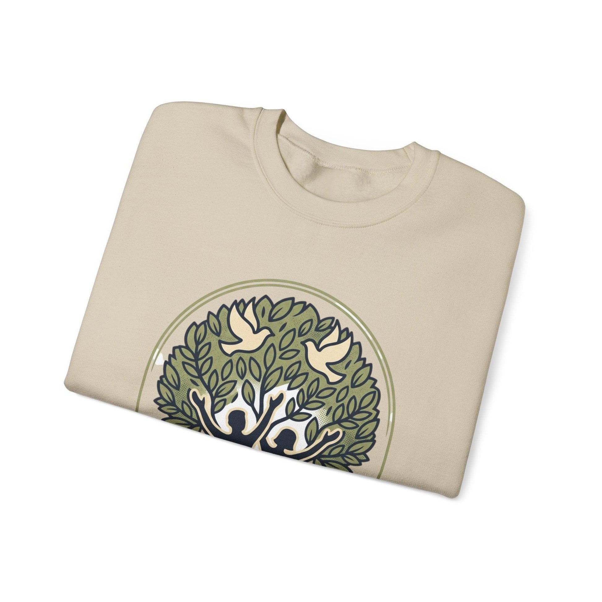 Azura Heritage Olive Heritage Sweatshirt – Amazigh-Inspired Embroidered Sweatshirt Printify