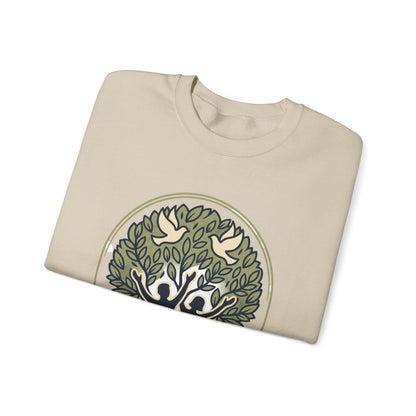 Azura Heritage Olive Heritage Sweatshirt – Amazigh-Inspired Embroidered Sweatshirt Printify