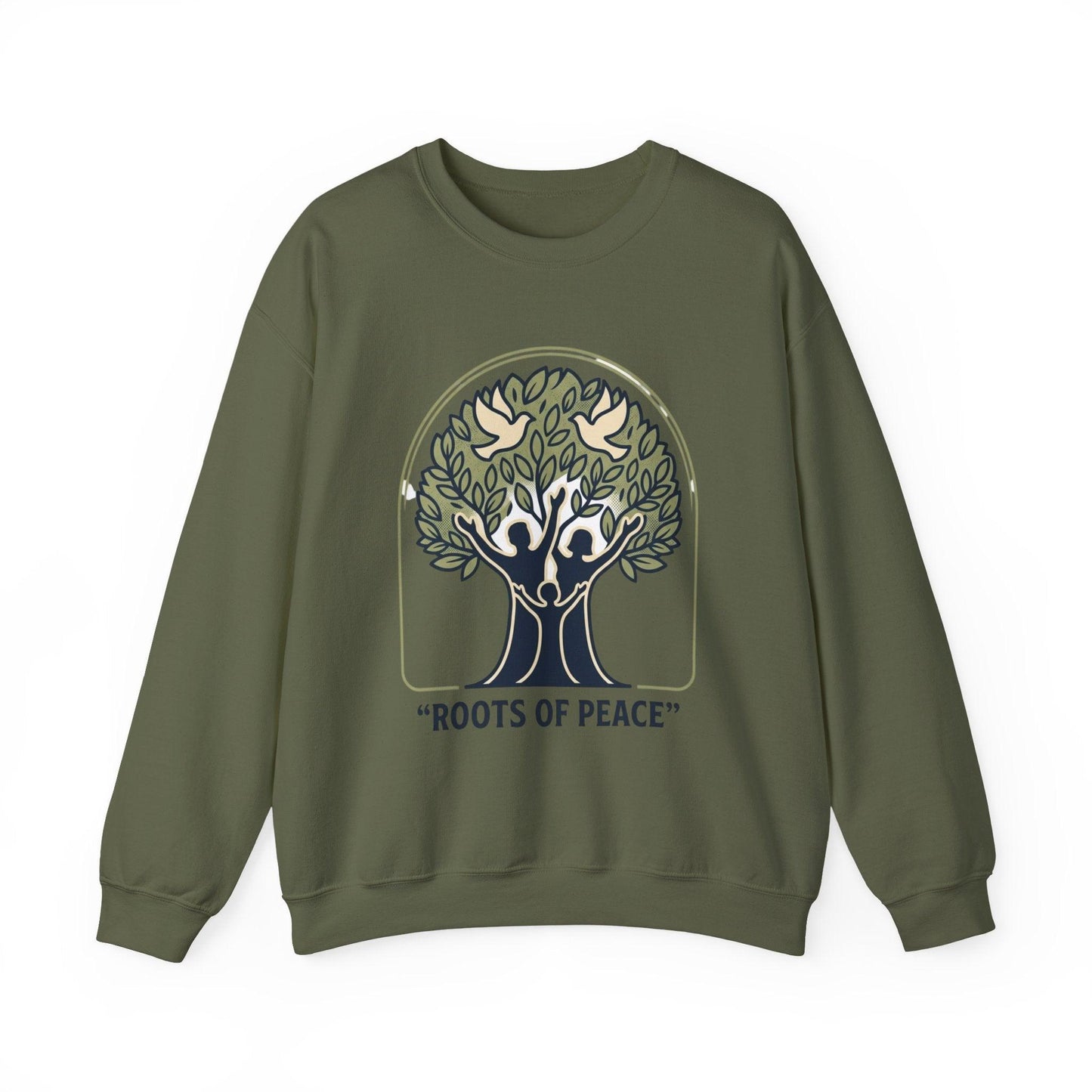 Azura Heritage Olive Heritage Sweatshirt – Amazigh-Inspired Embroidered Sweatshirt Printify