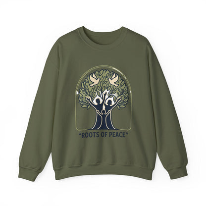 Azura Heritage Olive Heritage Sweatshirt – Amazigh-Inspired Embroidered Sweatshirt Printify