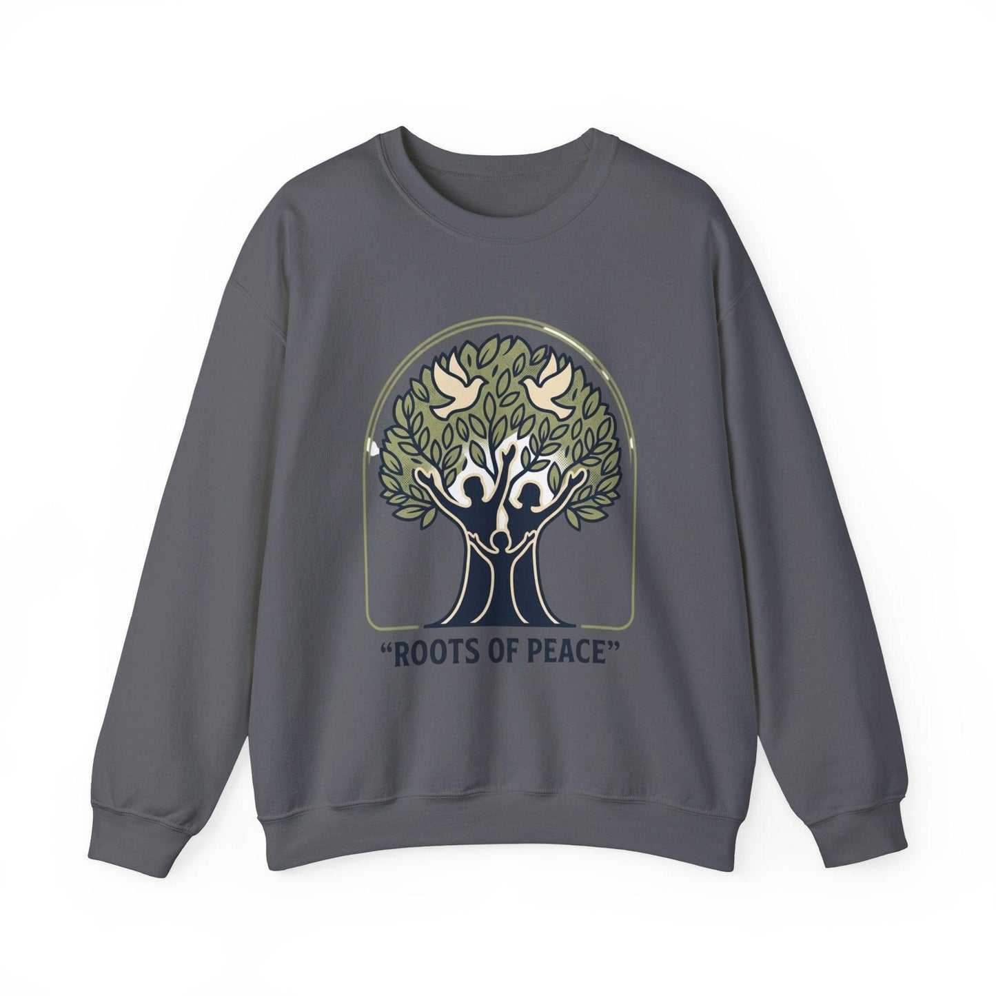 Azura Heritage Olive Heritage Sweatshirt – Amazigh-Inspired Embroidered Sweatshirt Printify