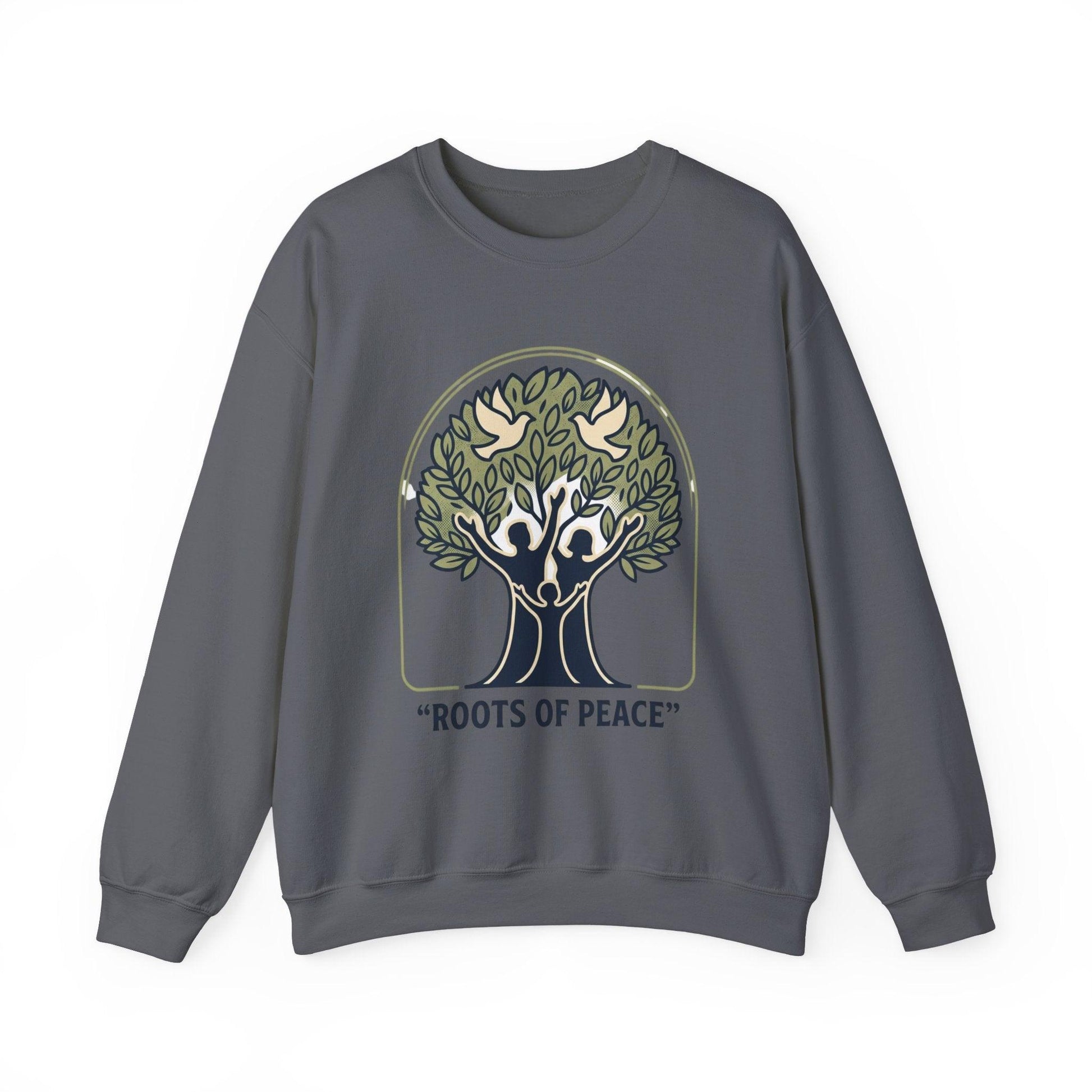 Azura Heritage Olive Heritage Sweatshirt – Amazigh-Inspired Embroidered Sweatshirt Printify