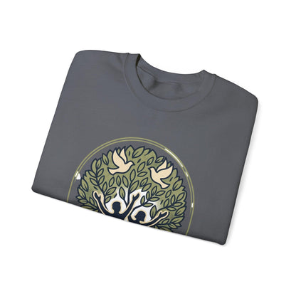 Azura Heritage Olive Heritage Sweatshirt – Amazigh-Inspired Embroidered Sweatshirt Printify