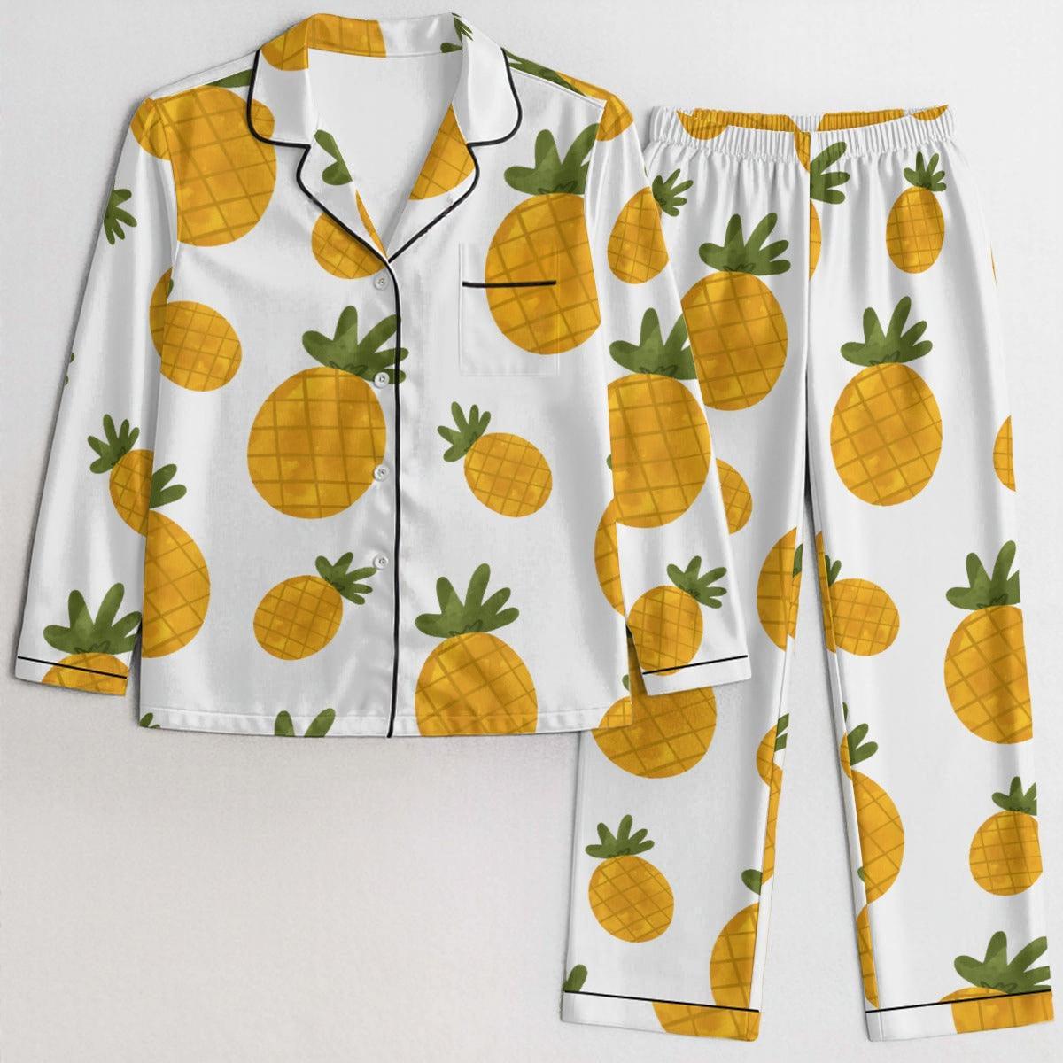Azura Heritage Velvet Dawn Set – Tropical Print Satin Sleepwear Pyjama Set Yoycol