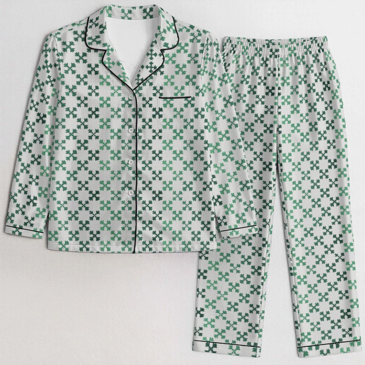 Azura Heritage Jade Harmony Set – Emerald Green Satin Sleepwear Pyjama Set Yoycol