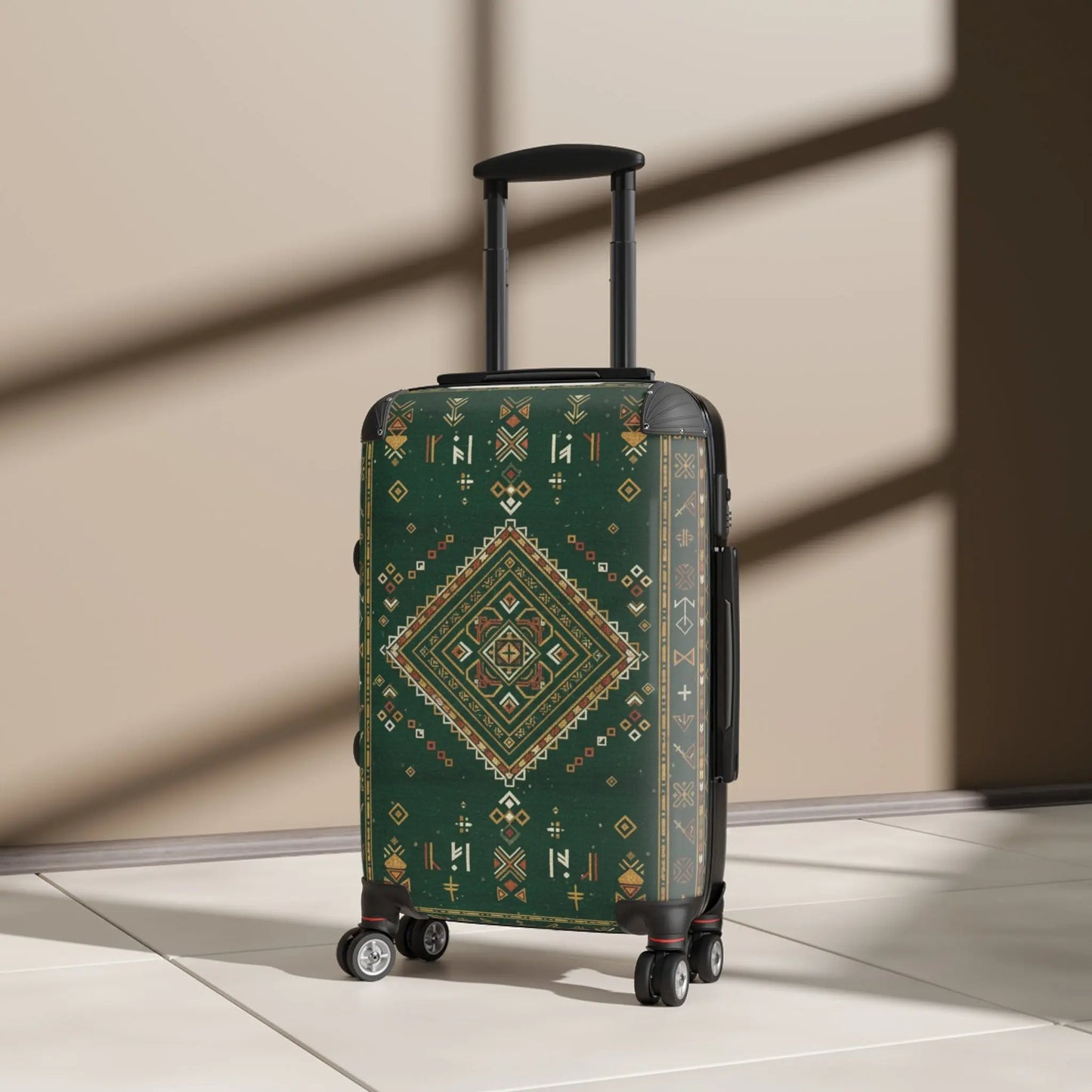 Azura Heritage Kilim Carry-On – Amazigh Geometric Print Hard-Shell Suitcase Printify