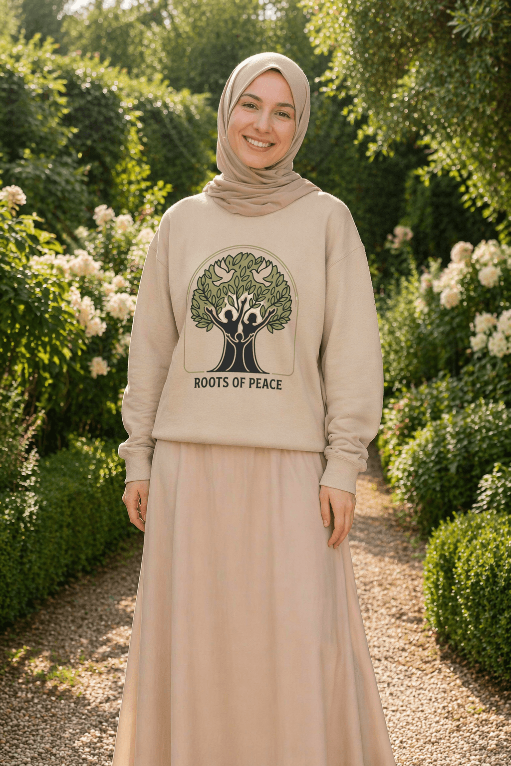 Azura Heritage Olive Heritage Sweatshirt – Amazigh-Inspired Embroidered Sweatshirt Printify