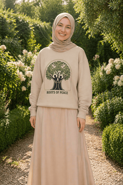 Azura Heritage Olive Heritage Sweatshirt – Amazigh-Inspired Embroidered Sweatshirt Printify