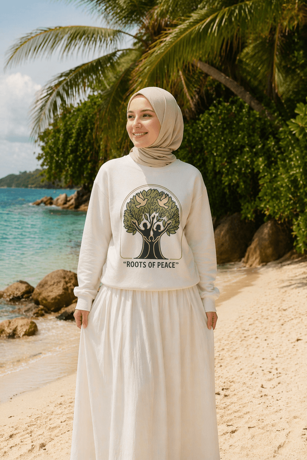 Azura Heritage Olive Heritage Sweatshirt – Amazigh-Inspired Embroidered Sweatshirt Printify