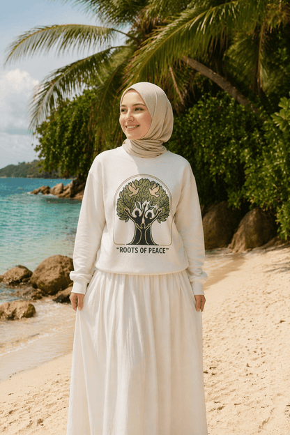Azura Heritage Olive Heritage Sweatshirt – Amazigh-Inspired Embroidered Sweatshirt Printify