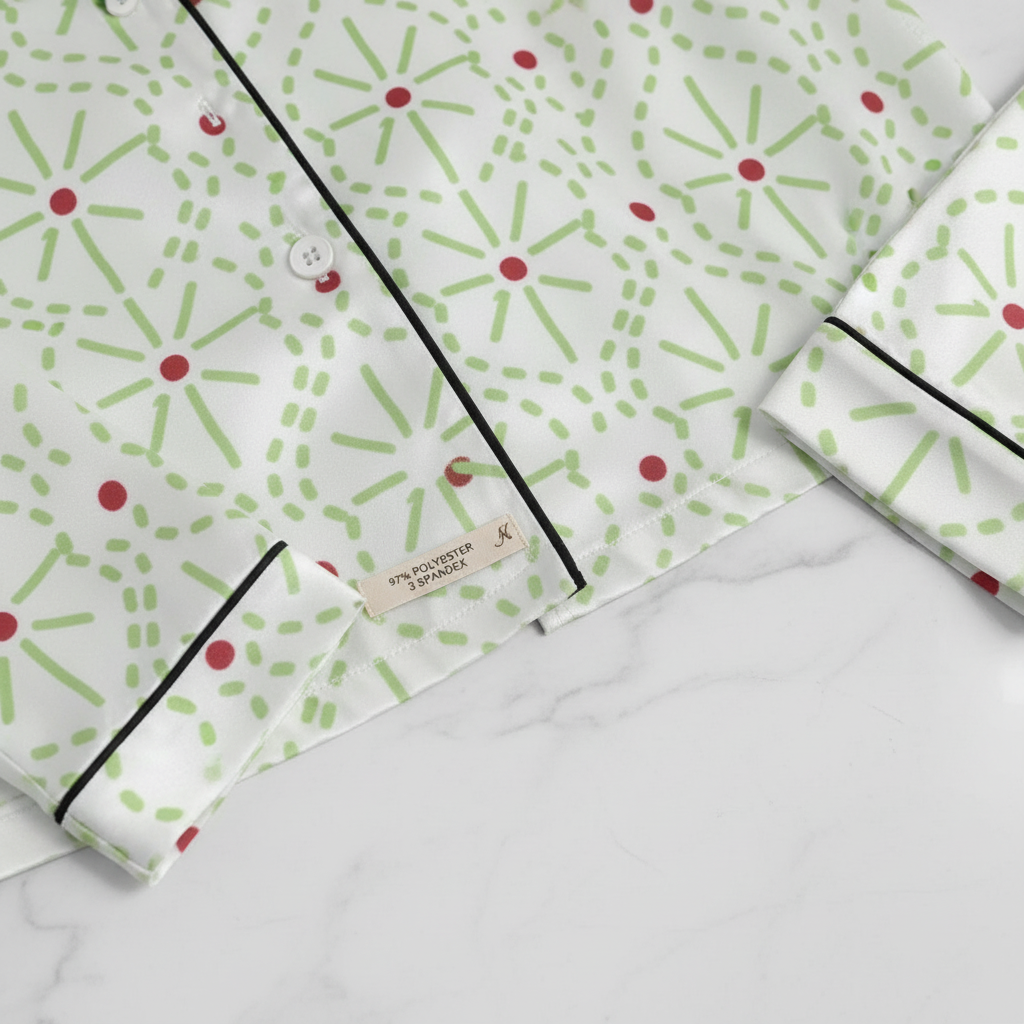 The Satin Repose Set™ — Flat lay fabric detail